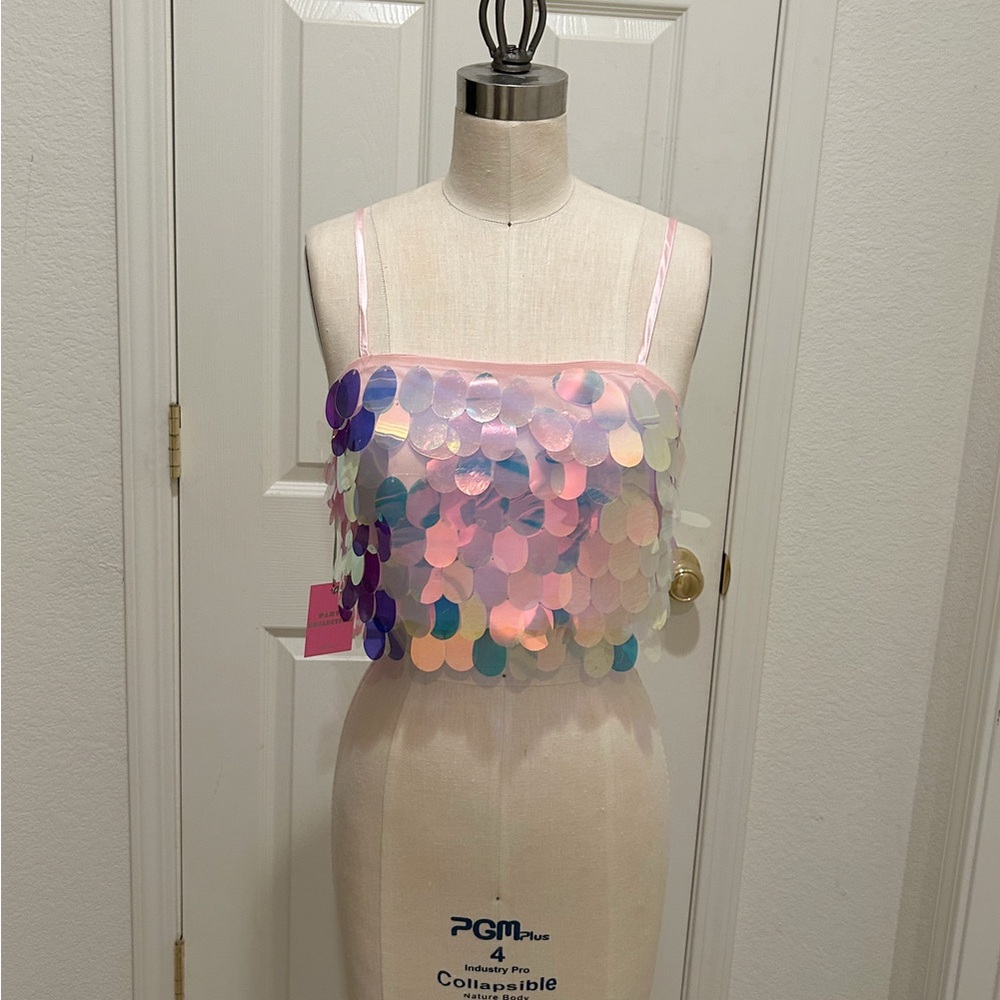 Forever 21 Multicolor Sequin Crop Top